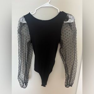 black puffer sleeve bodysuit